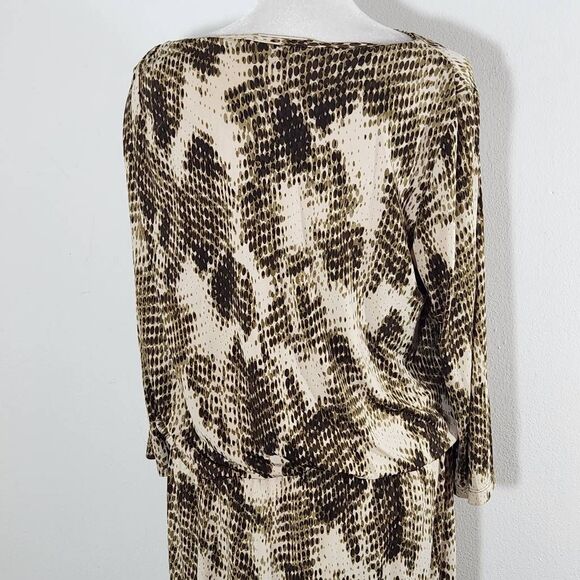Ellen Tracy Brown Snakeskin Print Dress Size Medium Wedding Guest Dress - Picture 5 of 10